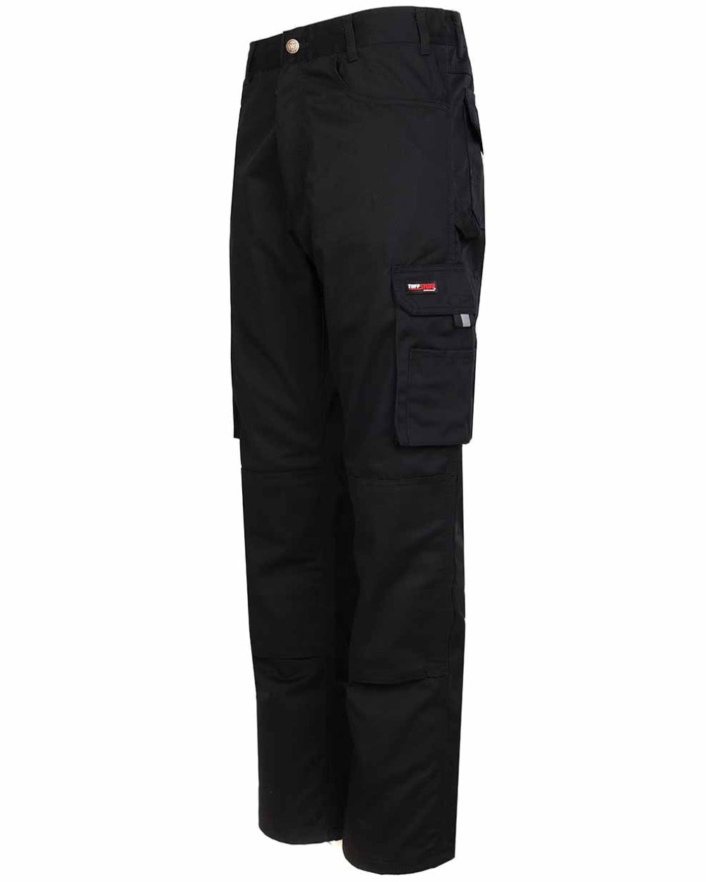 Black Coloured TuffStuff Pro Work Trousers On A White Background 