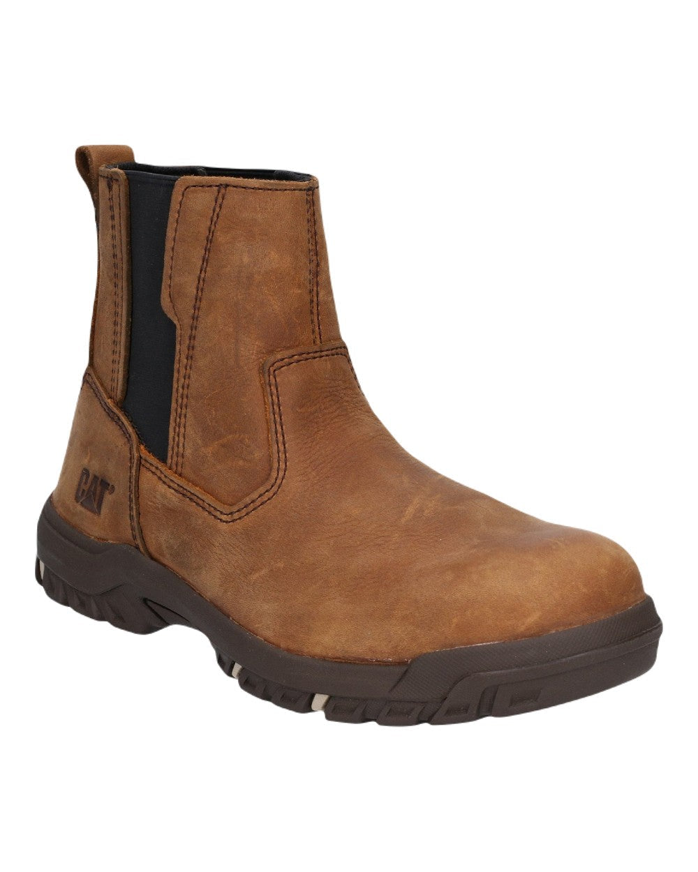 Butterscotch Coloured Caterpillar Abbey Slip On Safety Boots on White Background
