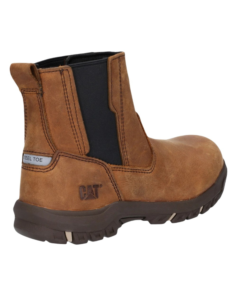 Butterscotch Coloured Caterpillar Abbey Slip On Safety Boots on White Background
