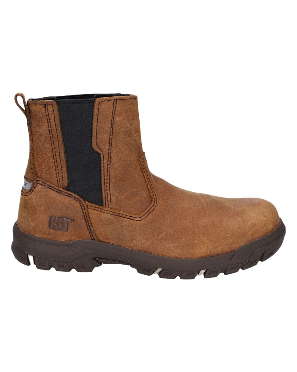 Butterscotch Coloured Caterpillar Abbey Slip On Safety Boots on White Background
