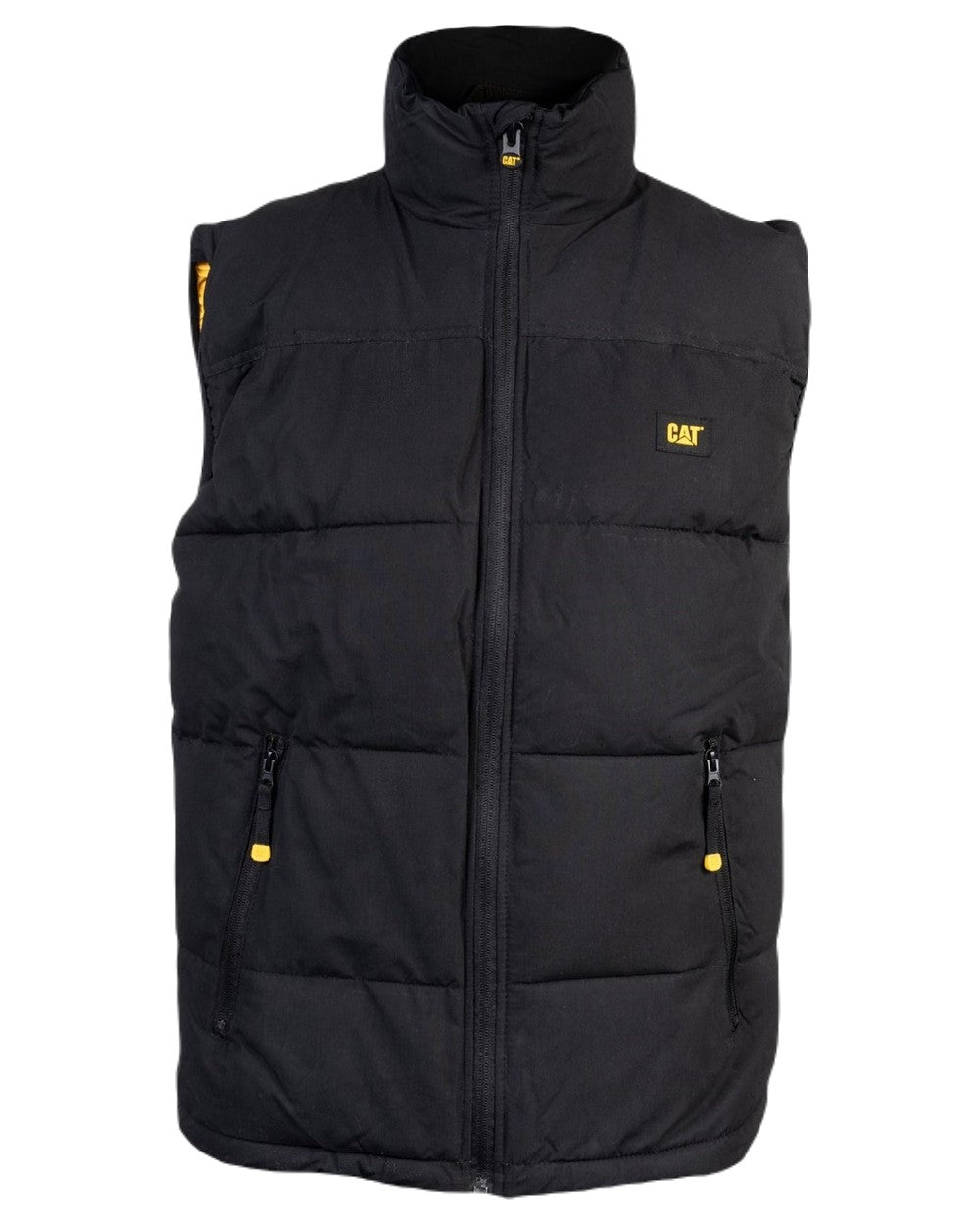 Black Coloured Caterpillar Arctic Zone Vest on White Background
