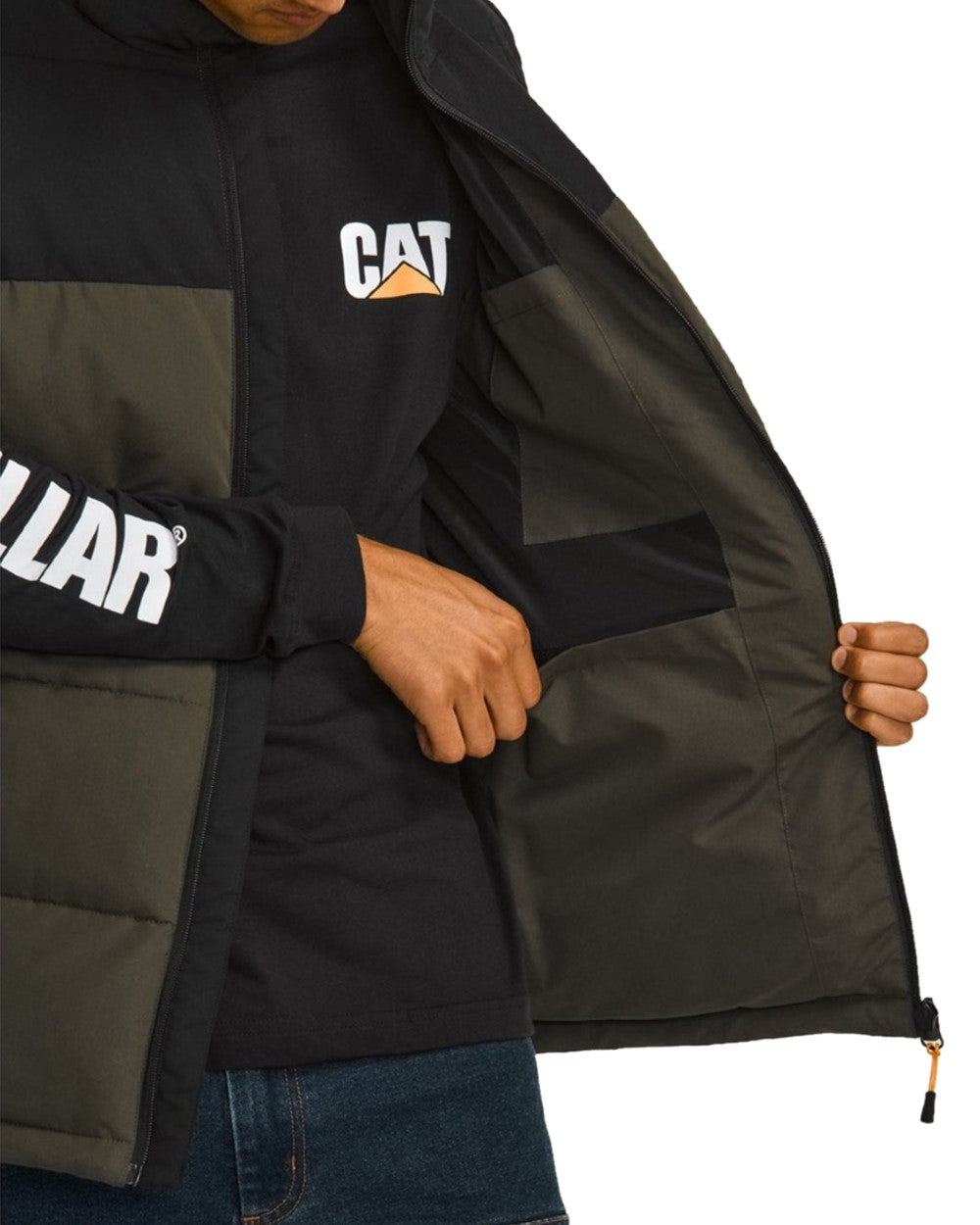Moss Coloured Caterpillar Arctic Zone Vest on White Background
