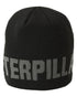 Black Coloured Caterpillar Branded Beanie Cap On A White Background 