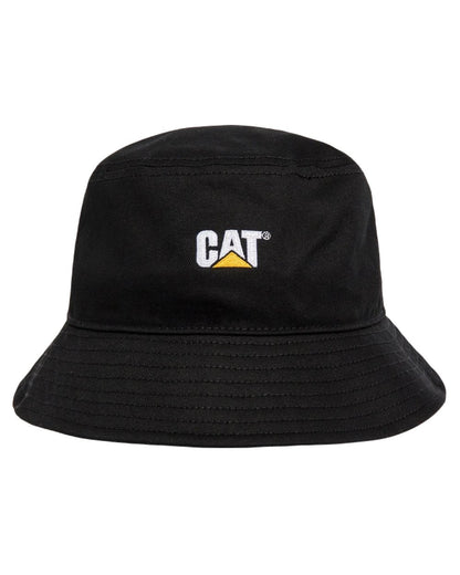 Black Coloured Caterpillar Bucket Hat on White Background

