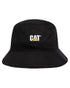 Black Coloured Caterpillar Bucket Hat on White Background
