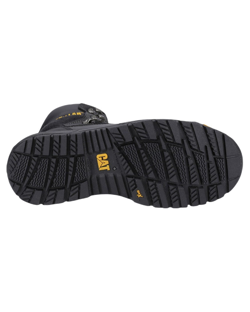 Black Coloured Caterpillar Diagnostic 2.0 Safety Boots on White Background
