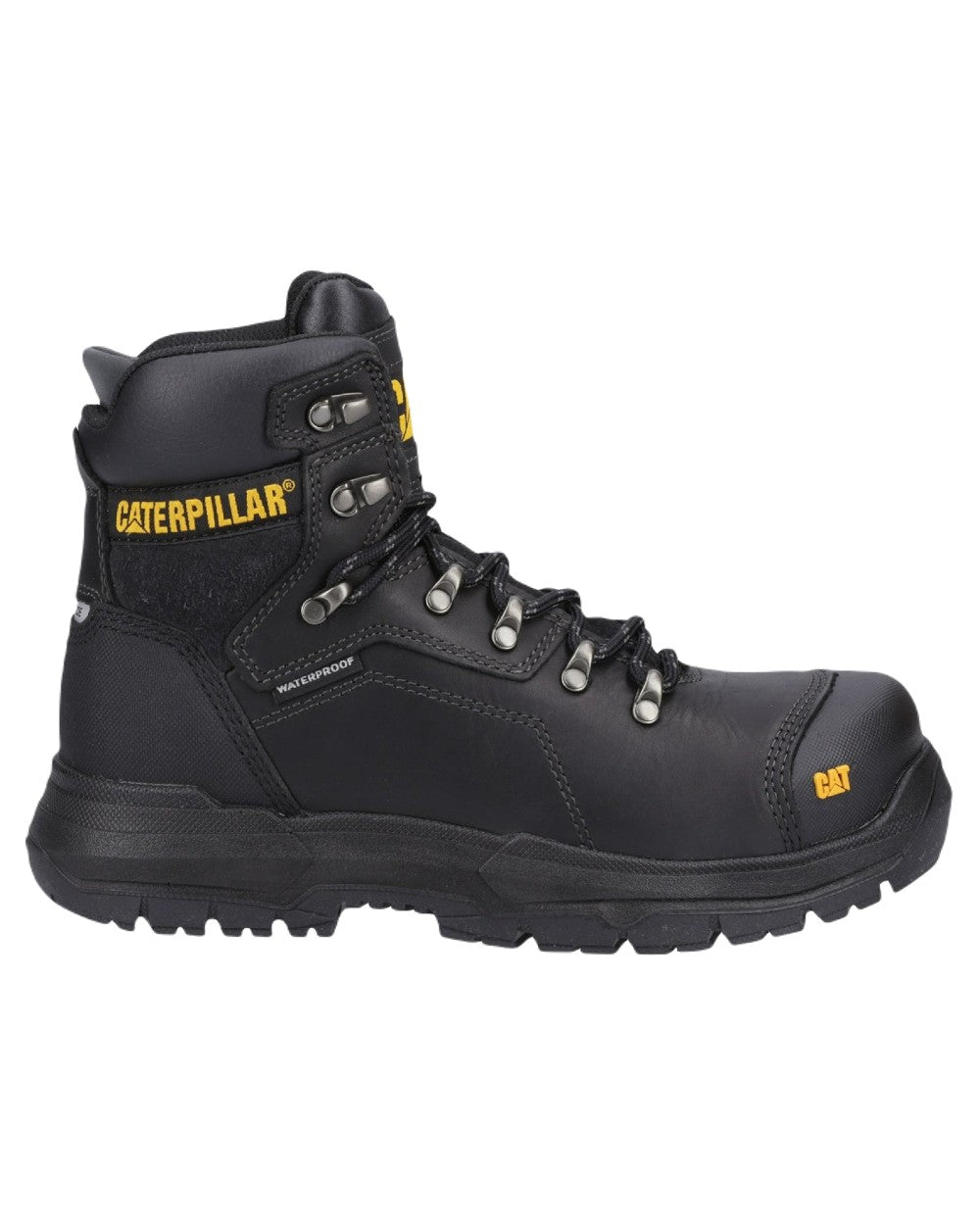 Black Coloured Caterpillar Diagnostic 2.0 Safety Boots on White Background
