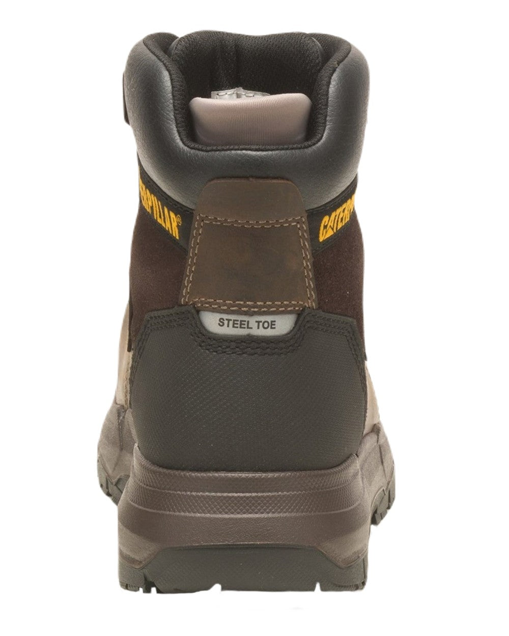 Coffee Coloured Caterpillar Diagnostic 2.0 Safety Boots on White Background
