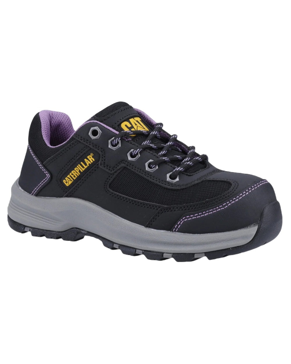 Black Lilac Coloured Caterpillar Womens Elmore Safety Work Shoes on White Background
