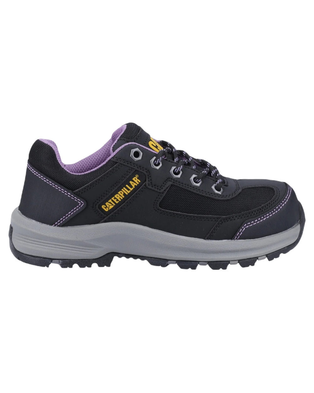 Black Lilac Coloured Caterpillar Womens Elmore Safety Work Shoes on White Background
