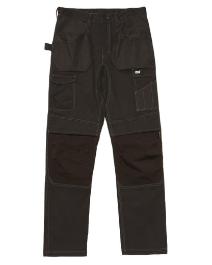 Black Coloured Caterpillar Essential Knee Pocket Stretch Holster Trousers on White Background

