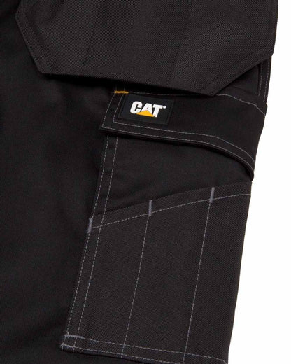 Black Coloured Caterpillar Essential Knee Pocket Stretch Holster Trousers on White Background
