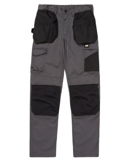 Dark Shadow Coloured Caterpillar Essential Knee Pocket Stretch Holster Trousers on White Background
