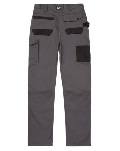 Dark Shadow Coloured Caterpillar Essential Knee Pocket Stretch Holster Trousers on White Background
