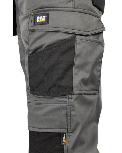 Dark Shadow Coloured Caterpillar Essential Knee Pocket Stretch Holster Trousers on White Background
