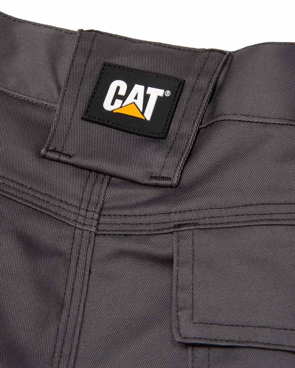 Dark Shadow Coloured Caterpillar Essential Knee Pocket Stretch Holster Trousers on White Background
