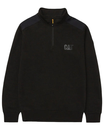 Black Coloured Caterpillar Essential Quarter Zip Sweatshirt on White Background
