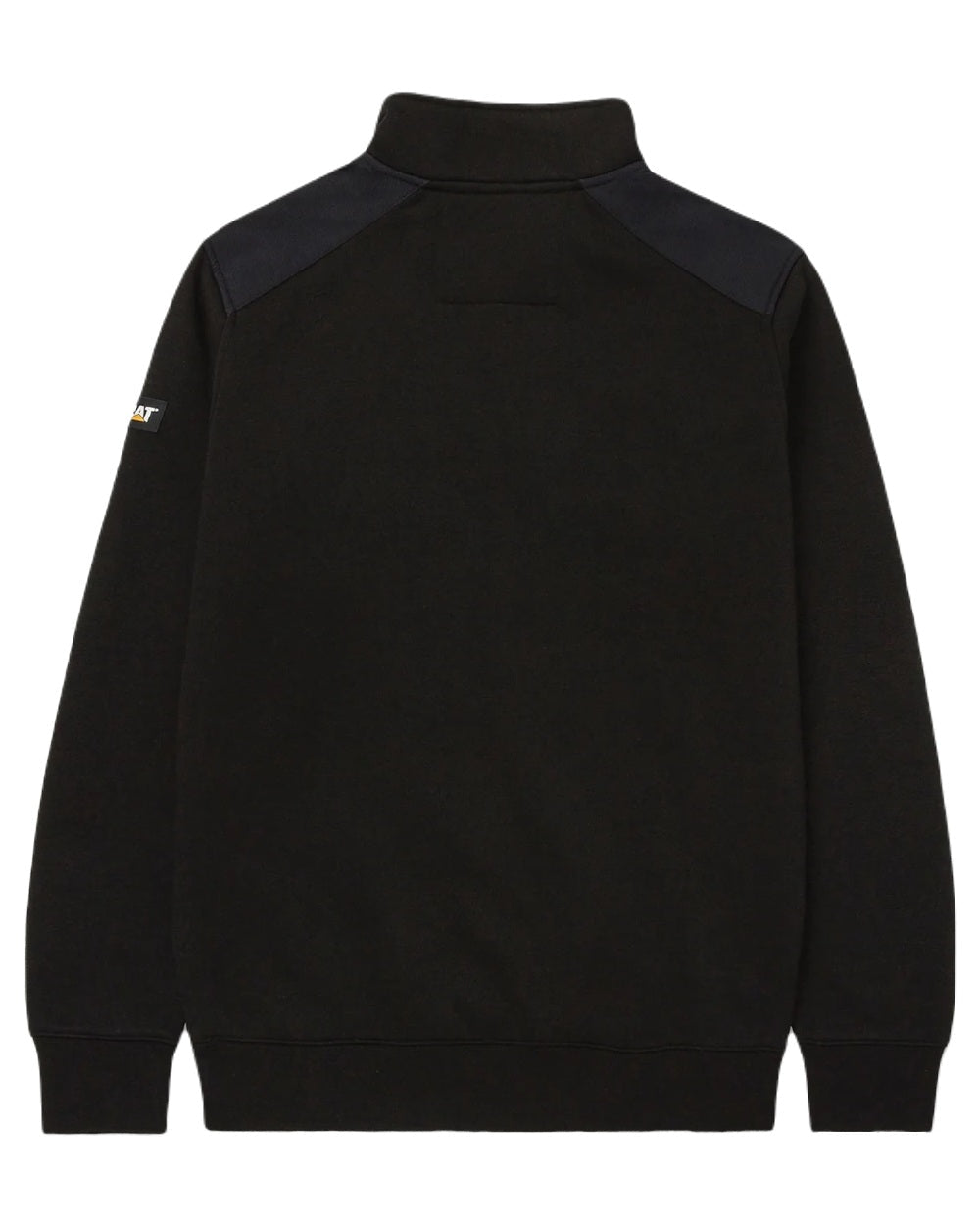 Black Coloured Caterpillar Essential Quarter Zip Sweatshirt on White Background
