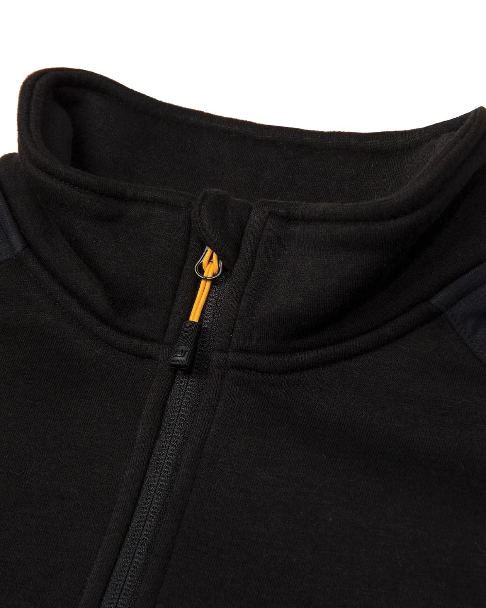 Black Coloured Caterpillar Essential Quarter Zip Sweatshirt on White Background
