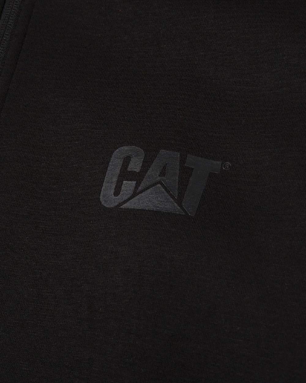 Black Coloured Caterpillar Essential Quarter Zip Sweatshirt on White Background
