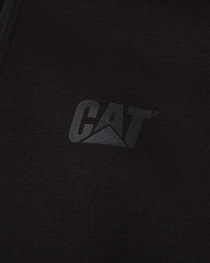 Black Coloured Caterpillar Essential Quarter Zip Sweatshirt on White Background
