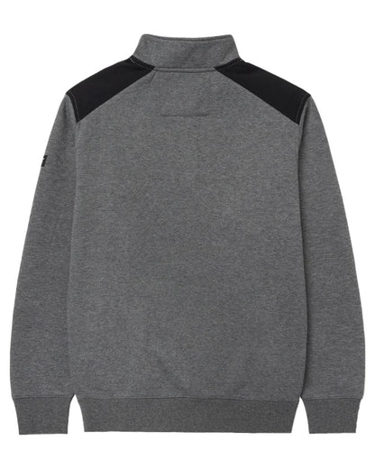 Dark Heather Grey Coloured Caterpillar Essential Quarter Zip Sweatshirt on White Background
