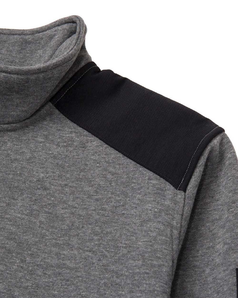 Dark Heather Grey Coloured Caterpillar Essential Quarter Zip Sweatshirt on White Background
