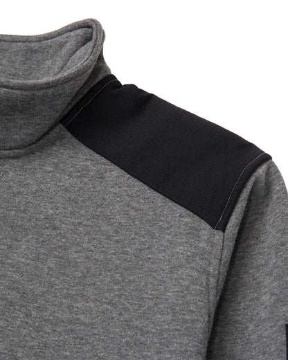 Dark Heather Grey Coloured Caterpillar Essential Quarter Zip Sweatshirt on White Background
