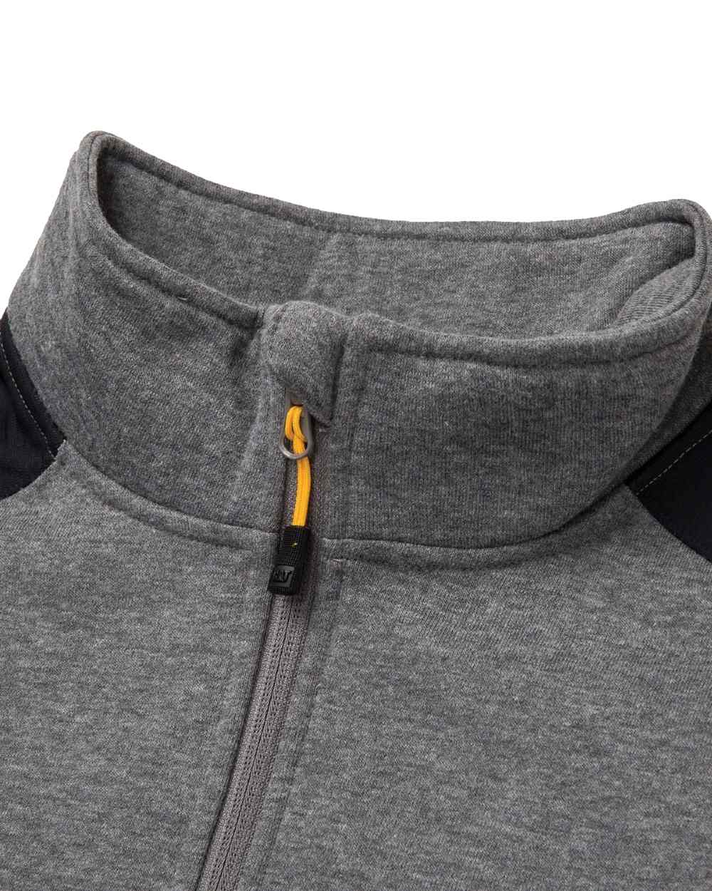 Dark Heather Grey Coloured Caterpillar Essential Quarter Zip Sweatshirt on White Background
