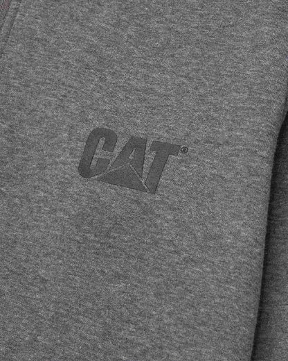 Dark Heather Grey Coloured Caterpillar Essential Quarter Zip Sweatshirt on White Background
