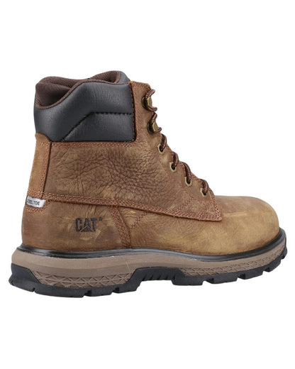 Pyramid Coloured Caterpillar Exposition Safety Boots on White Background
