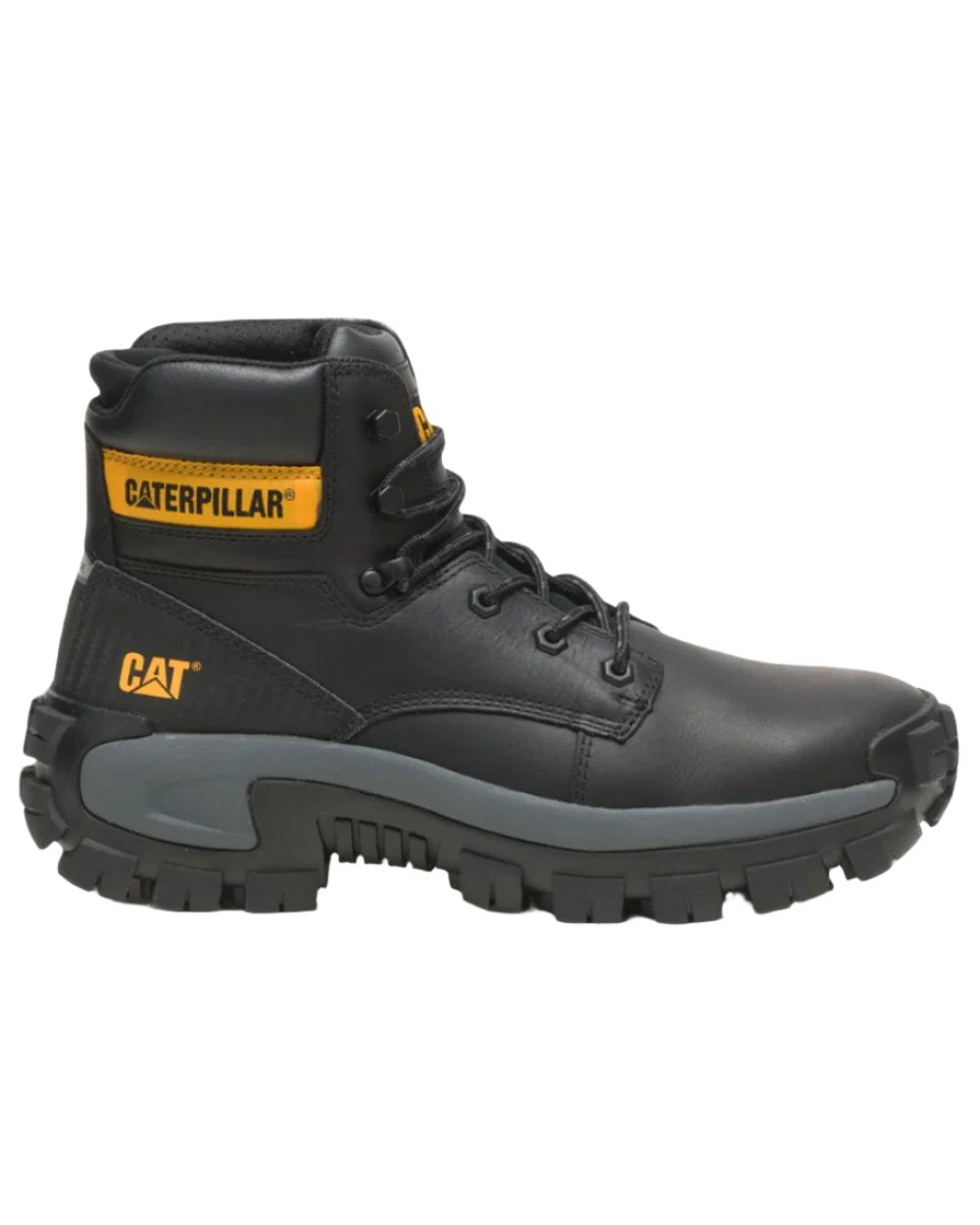 Black Coloured Caterpillar Invader Hiker Safety Boot On A White Background