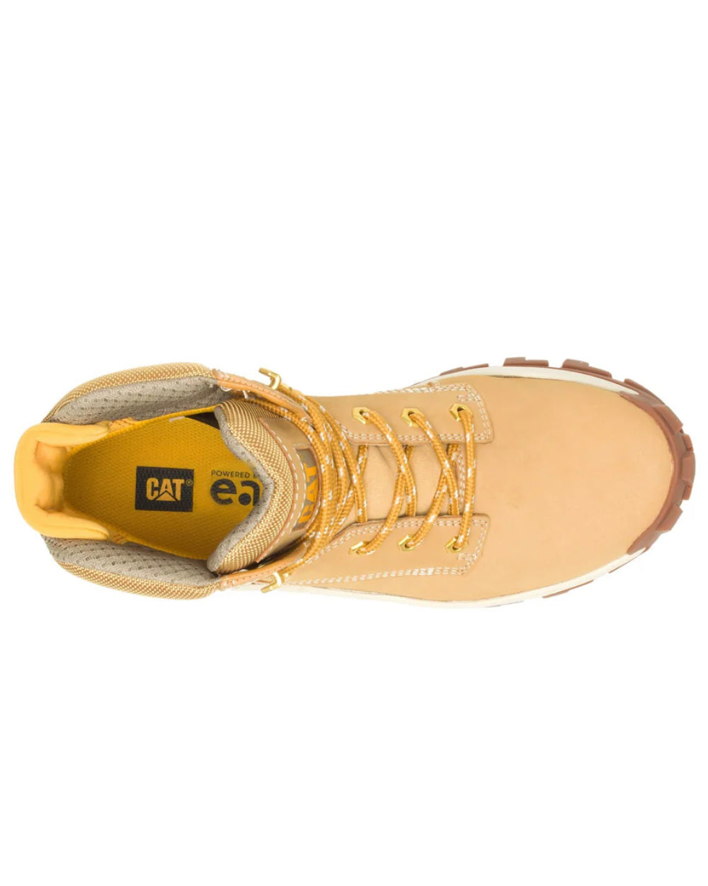 Honey Coloured Caterpillar Invader Hiker Safety Boot On A White Background 