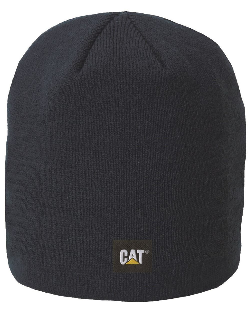 Navy Coloured Caterpillar Logo Knit Cap On A White Background 