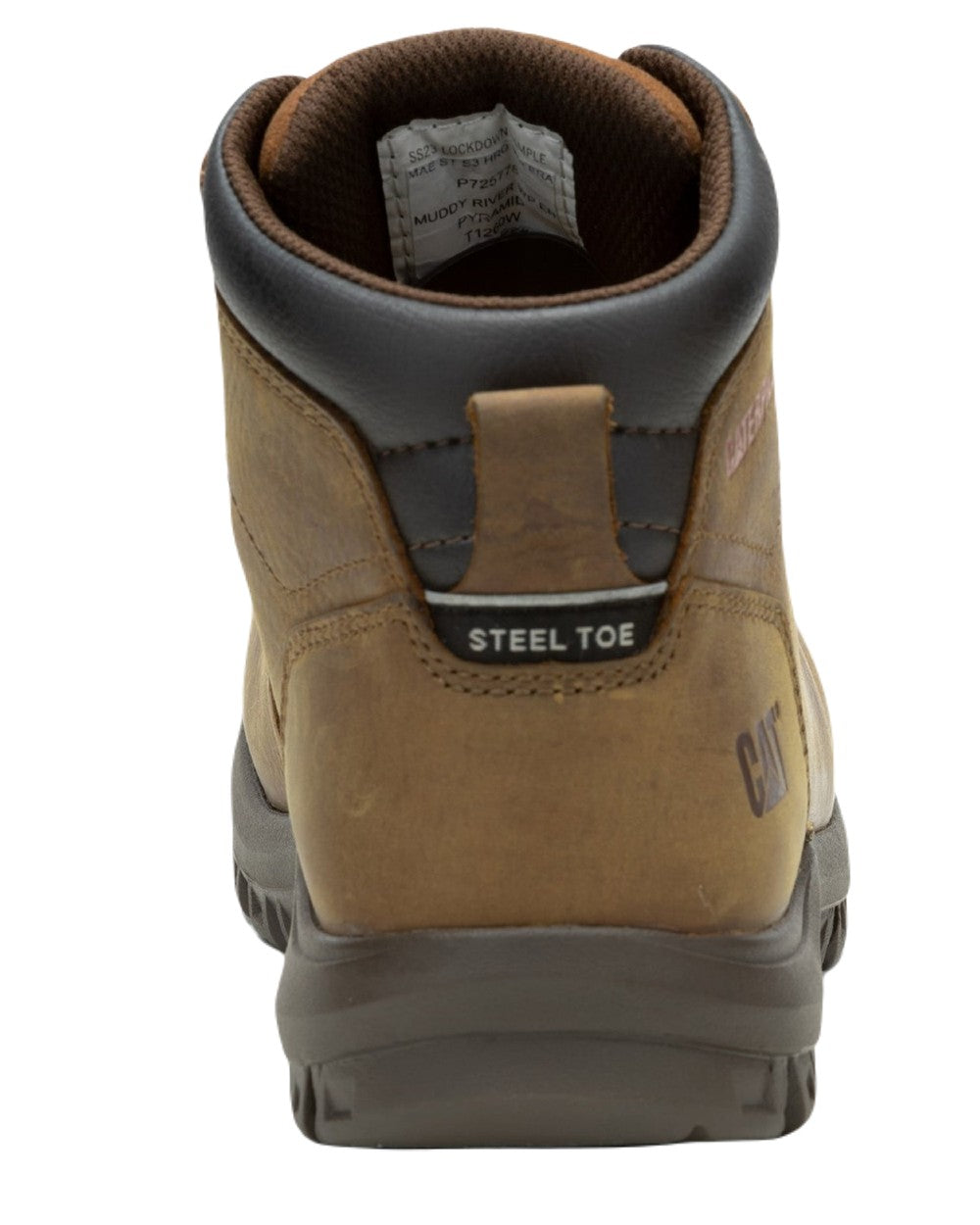 Pyramid Coloured Caterpillar Mae Safety Boots on White Background
