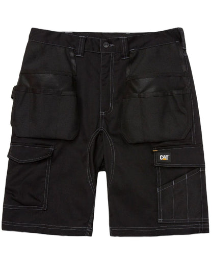 Black Coloured Caterpillar Mens Essential Stretch Holster Shorts on White Backgroud
