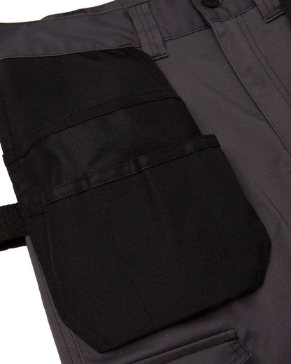 Dark Shadow Coloured Caterpillar Mens Essential Stretch Holster Shorts on White Backgroud
