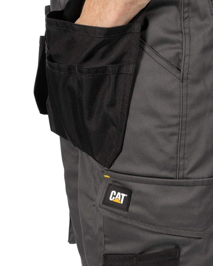 Dark Shadow Coloured Caterpillar Mens Essential Stretch Holster Shorts on White Backgroud
