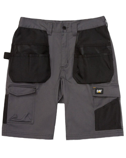 Dark Shadow Coloured Caterpillar Mens Essential Stretch Holster Shorts on White Backgroud
