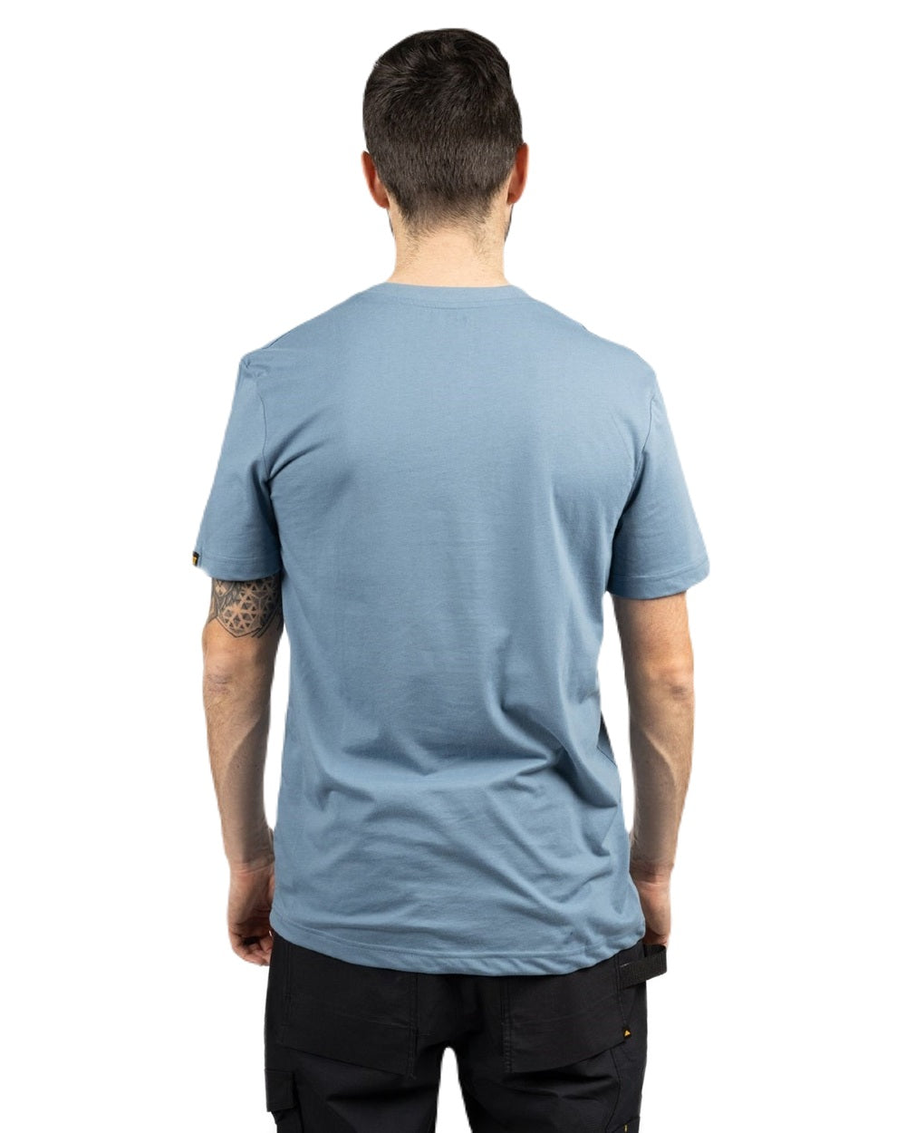 Coronet Blue Coloured Caterpillar Mens Graphic Tee on White Background
