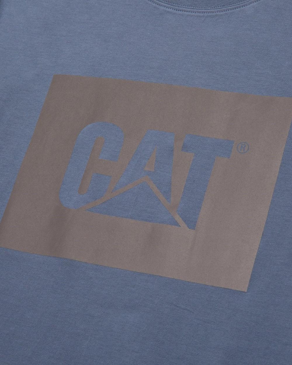 Coronet Blue Coloured Caterpillar Mens Graphic Tee on White Background
