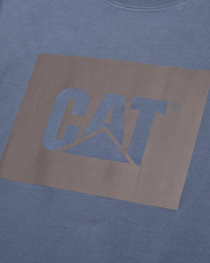 Coronet Blue Coloured Caterpillar Mens Graphic Tee on White Background
