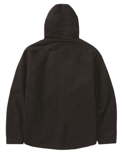 Black Coloured Caterpillar Mens Hooded Sherpa Lined Jacket on White Background
