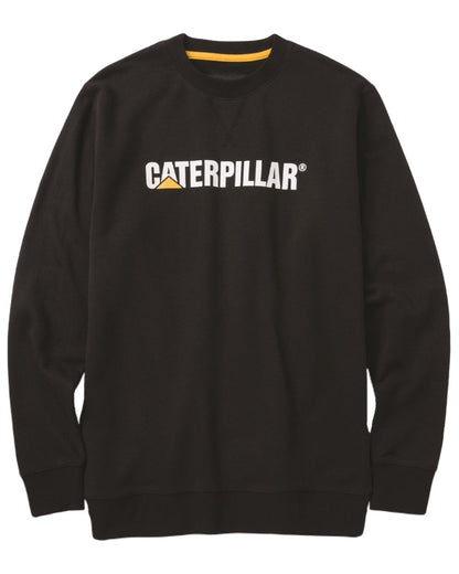 Black Coloured Caterpillar Mens Midweight Crewneck Sweatshirt on White Background
