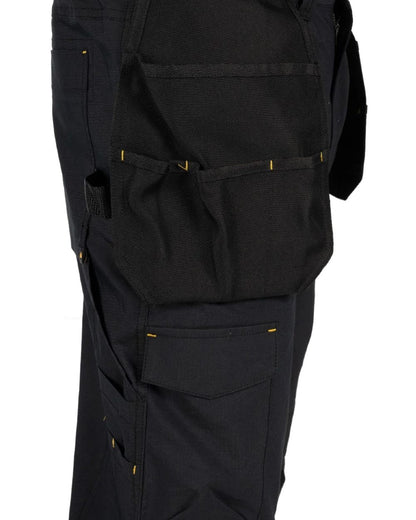 Black Coloured Caterpillar Mens Nexus Holster Stretch Pocket Trousers on White Background
