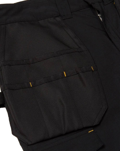 Black Coloured Caterpillar Mens Nexus Holster Stretch Pocket Trousers on White Background
