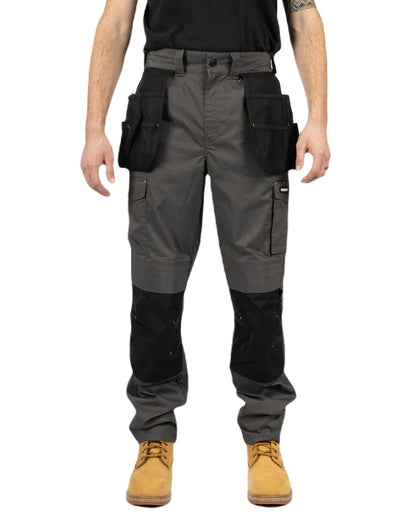 Dark Shadow Coloured Caterpillar Mens Nexus Holster Stretch Pocket  Trousers on White Background
