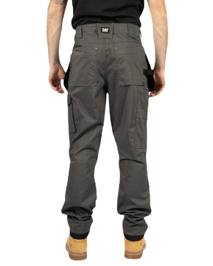 Dark Shadow Coloured Caterpillar Mens Nexus Holster Stretch Pocket  Trousers on White Background

