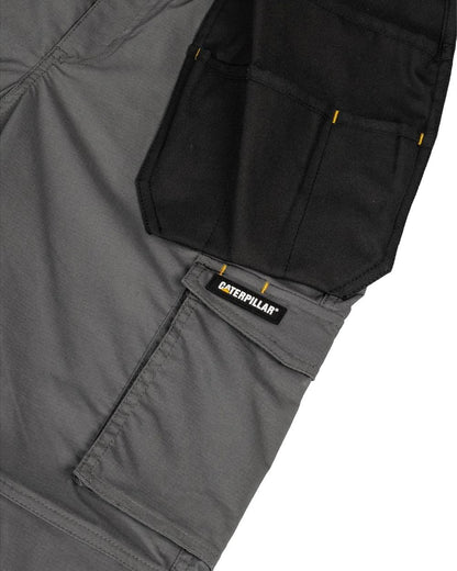 Dark Shadow Coloured Caterpillar Mens Nexus Holster Stretch Pocket  Trousers on White Background
