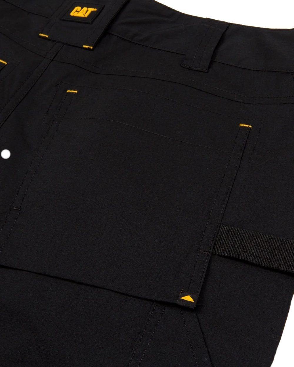 Black Coloured Caterpillar Mens Nexus Holster Stretch Shorts on White Background
